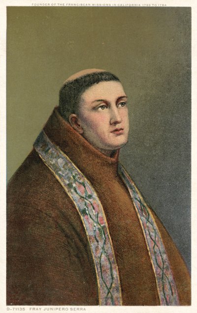 Fray Junipero Serra, founder of the Franciscan Missions in California 1769 to 1784 by American School